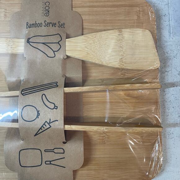 Core Bamboo - Bamboo Serve Set (Charcuterie Board, Spatula and Tongs) New - Picture 5 of 5